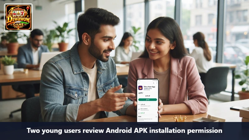 Two young users review Android APK installation permission
