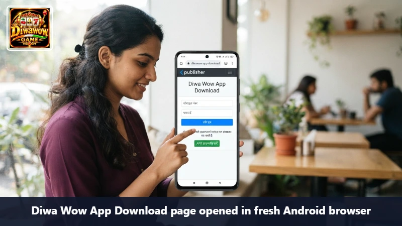 Diwa Wow App Download page opened in fresh Android browser