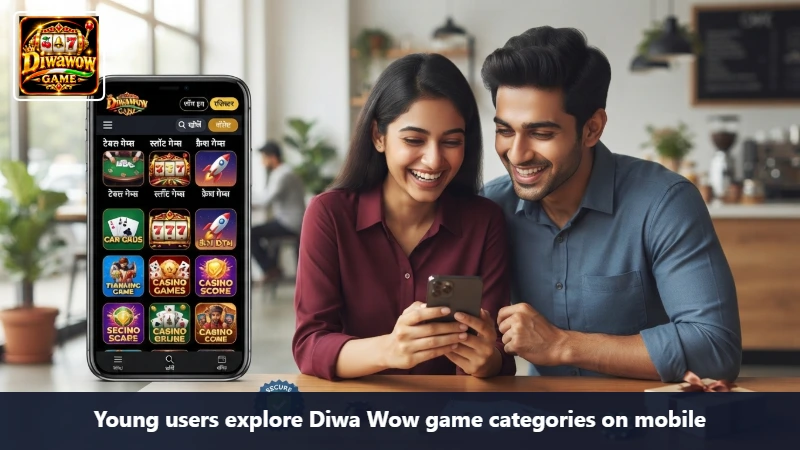 Young users explore Diwa Wow game categories on mobile