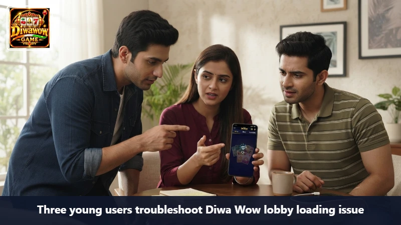 Three young users troubleshoot Diwa Wow lobby loading issue