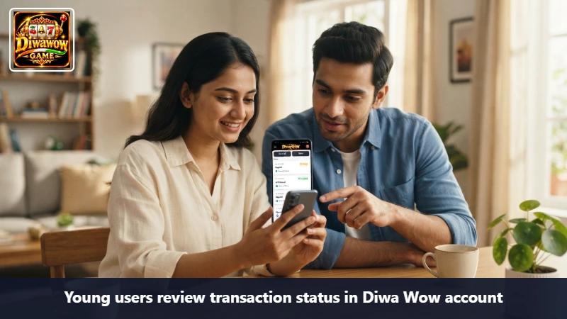 Young users review transaction status in Diwa Wow account